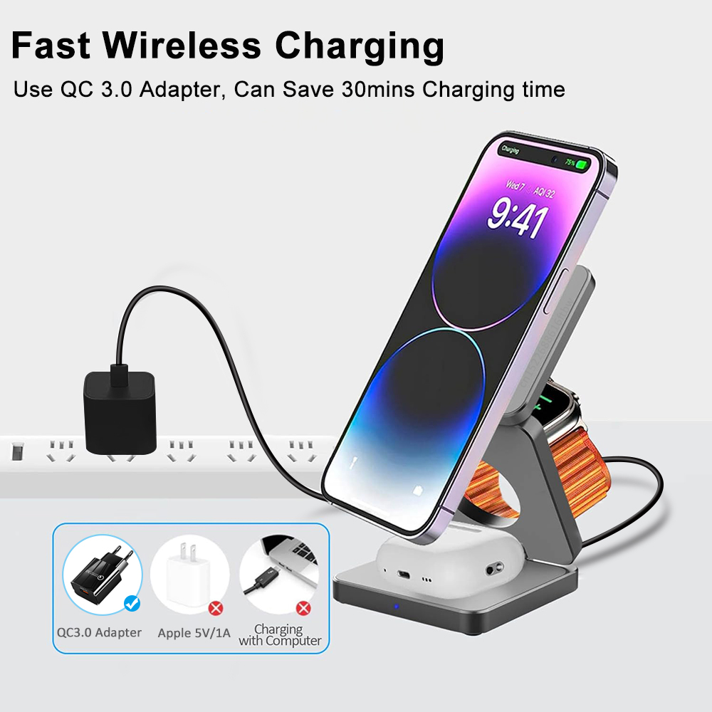 Wireless Charger 3 in 1 Foldab - đánh giá và giá Watch Charger Cable