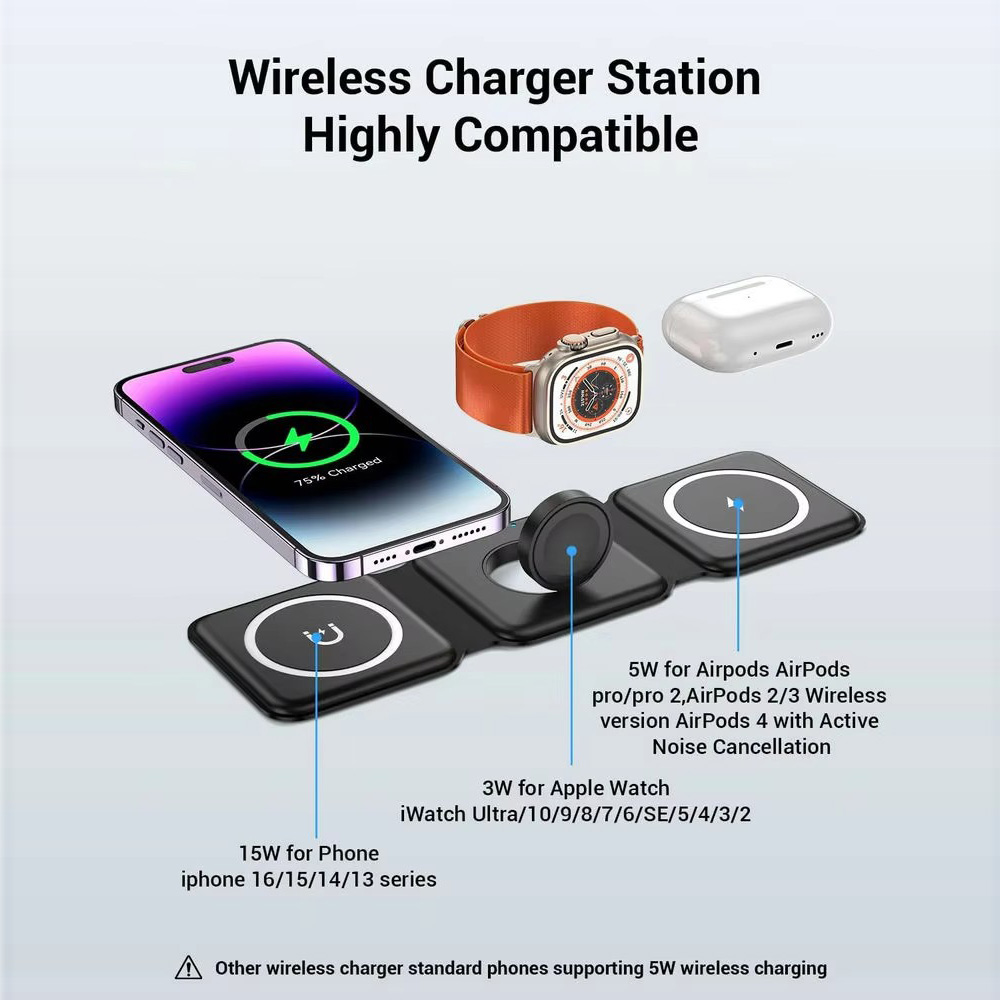 3-in-1 Magnetic Folding Wirele - đánh giá và giá Watch Charger Cable