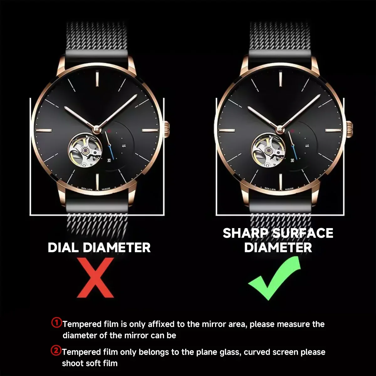26-46mm Universal Tempered Gla - đánh giá và giá Watch Face Protector