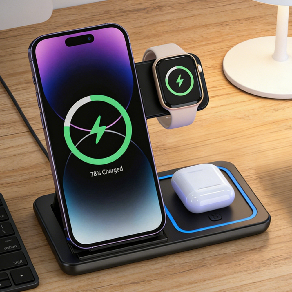 Foldable 3 in 1 Wireless Charg - đánh giá và giá Watch Charger Cable
