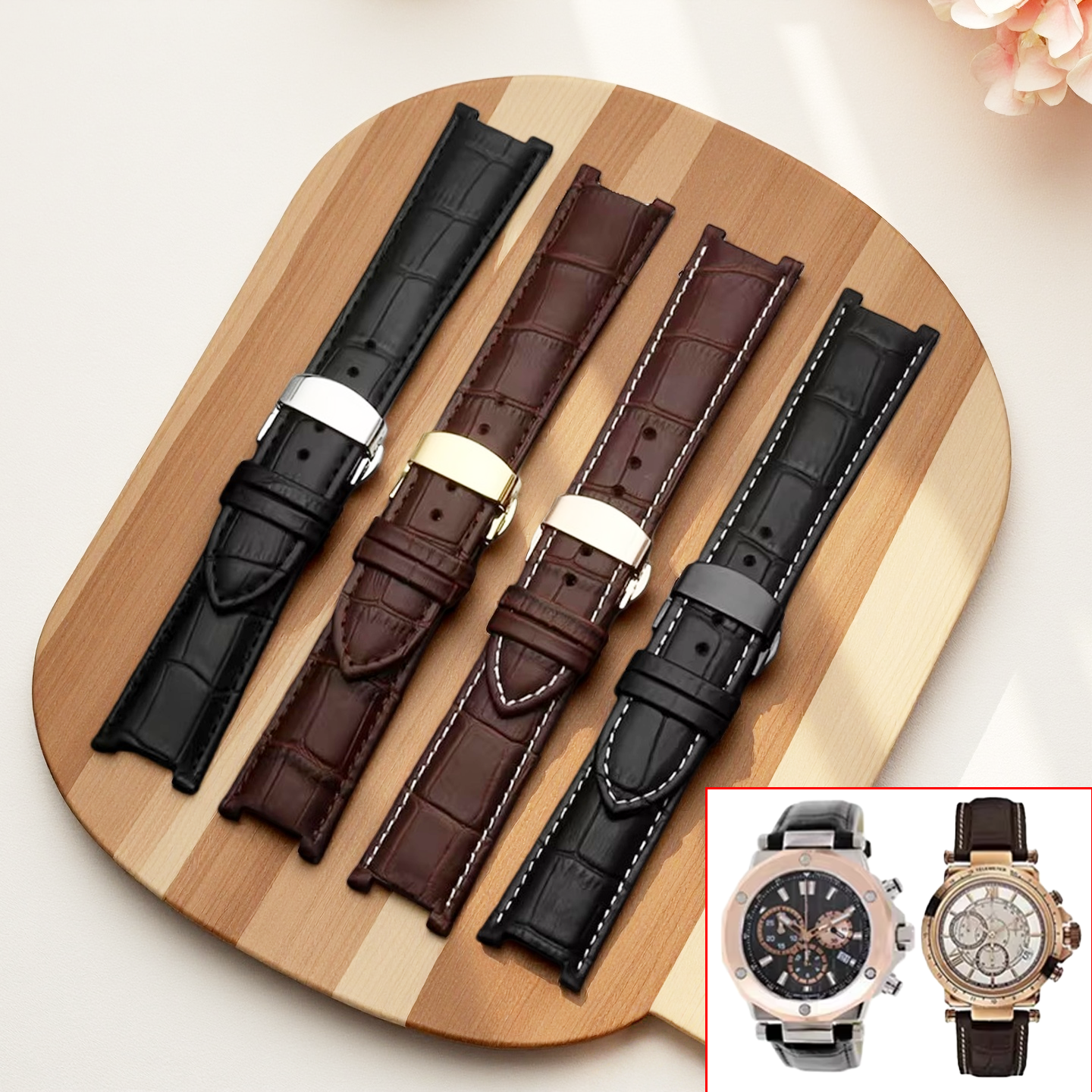 Notched Genuine Leather Watch  - đánh giá và giá Smartwatch Guess